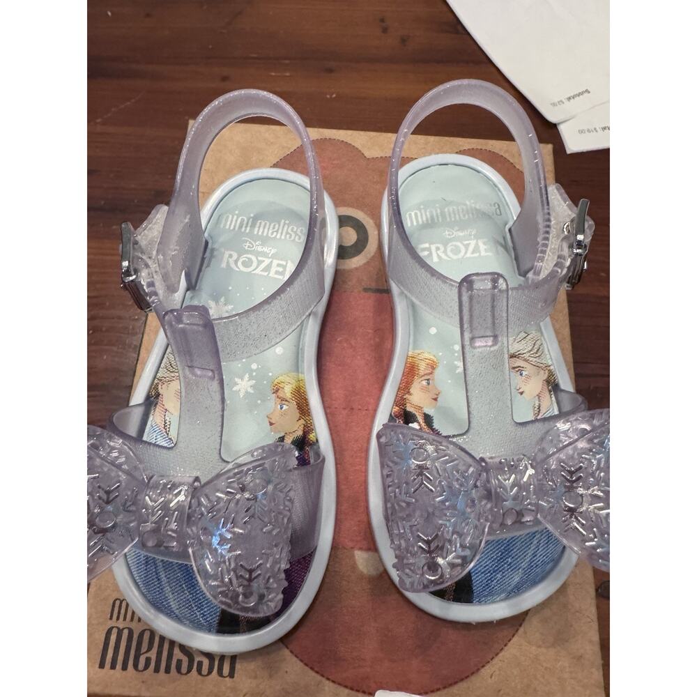 Mini Melissa Girls Purple Clear Bow Frozen Sandals